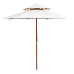 Berkfield Double Decker Parasol 270X270 Cm Wooden Pole Cream White - thumbnail 1