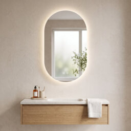 Living And Home 450 X 750mm Oval Frameless Led Bathroom Mirror With Demister, Dimmable 3 Colour Temperature - thumbnail 1