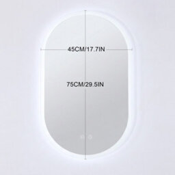 Living And Home 450 X 750mm Oval Frameless Led Bathroom Mirror With Demister, Dimmable 3 Colour Temperature - thumbnail 6
