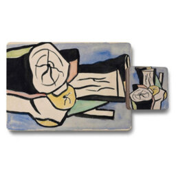 Benjamin Tate Design Artisan Placemat And Coaster Set With Wood Base Set Of 12, Designer Artwork Collection, Limited Edition