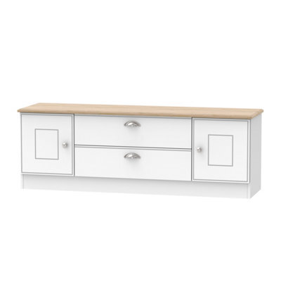 Albert 2 Door 2 Drawer Superwide Tv Unit In White Ash & Oak (Ready Assembled)