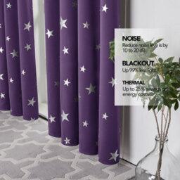 Deconovo Silver Star Foil Printed Blackout Curtains Eyelet Thermal Curtains For Bedroom, 52 X 72 Inch, Purple Grape, 2 Panels - thumbnail 4