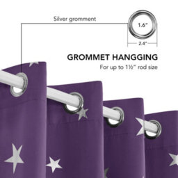 Deconovo Silver Star Foil Printed Blackout Curtains Eyelet Thermal Curtains For Bedroom, 52 X 72 Inch, Purple Grape, 2 Panels - thumbnail 3