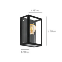 Eglo Alamonte 1 Black Metal Ip44 Outdoor Wall Light, (D) 17Cm - thumbnail 5