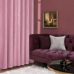 Deconovo Blackout Curtain With Pattern Set Of 2 Thermal Eyelet Silver Design For Girls Bedroom, 66 X 90 Inch, Pink, Two Panels - thumbnail 3