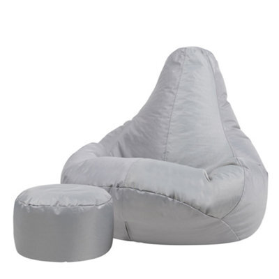 Icon Dalton Adults High Back  Indoor Outdoor Bean Bag Chair & Footstool Pouffe Grey - image 1