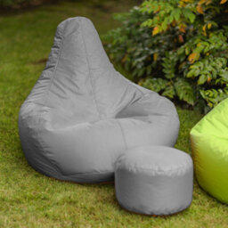 Icon Dalton Adults High Back  Indoor Outdoor Bean Bag Chair & Footstool Pouffe Grey - thumbnail 3