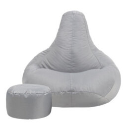 Icon Dalton Adults High Back  Indoor Outdoor Bean Bag Chair & Footstool Pouffe Grey - thumbnail 4