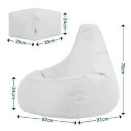 Icon Dalton Adults High Back  Indoor Outdoor Bean Bag Chair & Footstool Pouffe Grey - thumbnail 6
