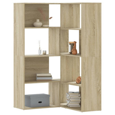 Vidaxl Corner Bookcase 4-Tier Sonoma Oak 85X85X140 Cm Engineered Wood - image 1