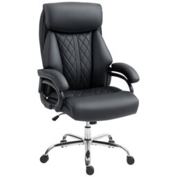 Black Office Chair With Spring Padding, Pu Leather Computer Desk Chair - thumbnail 5