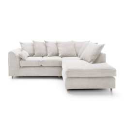 Abakus Direct Jumbo White Cord Right Facing Corner Sofa For Living Room With Thick Luxury Deep Filled Cushioning