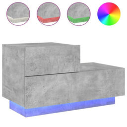 Berkfield Bedside Cabinet With Led Lights Concrete Grey 70X36X40.5 Cm - thumbnail 2