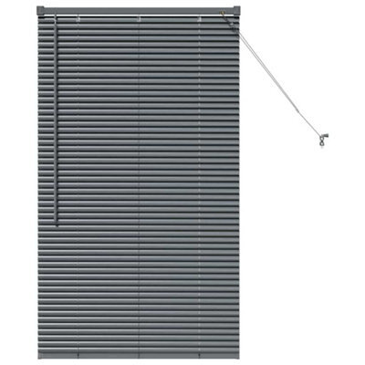 Berkfield Modern Window Blind With Curtains Manual Dark Grey Aluminium