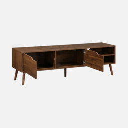 Sweeek - 160Cm Vintage Tv Unit Wooden Effect 2 Doors Nepal Walnut Wood-Effect 160X40X50 Cm - thumbnail 2