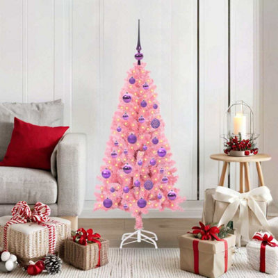 Vidaxl Christmas Tree With 150 Leds With Stand Pink 120 Cm Pvc - image 1