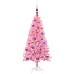 Vidaxl Christmas Tree With 150 Leds With Stand Pink 120 Cm Pvc - thumbnail 4