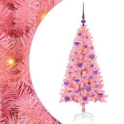 Vidaxl Christmas Tree With 150 Leds With Stand Pink 120 Cm Pvc - thumbnail 2