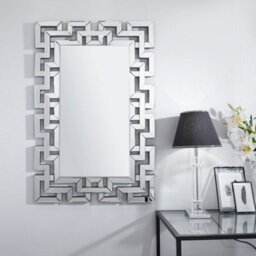 Furniturebox Venetian Large 100Cm X 66Cm Silver Patterned Mirrored Frame Rectangular Hallway Bedroom Living Room Wall Mirror - thumbnail 3