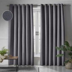 Moonlight Bedding 100%blackout Eyelet Linen Texture Curtain Pair Thermal Energy Efficient For Summer Winter (Charcoal,90''x90'') - thumbnail 1