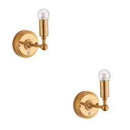Loops Elegant 2-Pack Rechargeable Led Wall Lights With Touch Dimming In Aged Brass Finish