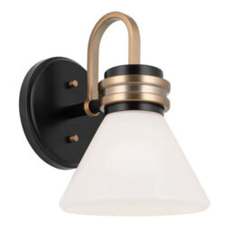 Luminosa Lighting Elstead Kichler Farum Bathroom Wall Lamp Classic Black, Champagne Bronze 3000K Ip44 1X G9