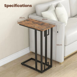 Heavy Duty Metal Frame End Table C Shaped Side Table W/ Adjustable Feet - thumbnail 2