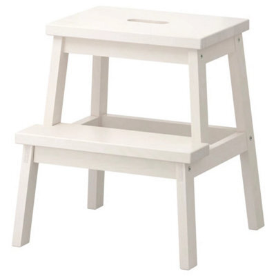White Step Stool Wooden Kitchen Bathroom Ladder Stool Home Access Aid - image 1