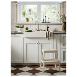 White Step Stool Wooden Kitchen Bathroom Ladder Stool Home Access Aid - thumbnail 4