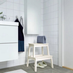 White Step Stool Wooden Kitchen Bathroom Ladder Stool Home Access Aid - thumbnail 5