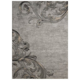Graphite Rug, Anti-Shed Floral Rug With 10mm Thickness, Modern Luxurious Rug For Bedroom, & Dining Room-66 X 229Cm (Runner) - thumbnail 1