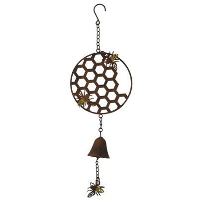 AB Tools Honeycomb Wind Chime Bee Bell Hanging Garden Yard Hex Decor Metal Wasp - image 1