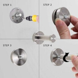6 Pack Wall-Mounted Robe Hooks, Brushed Stainless Steel Bathroom Hooks, Chrome Finish, Round Base - thumbnail 3