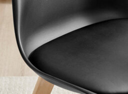 Furniturebox Set Of 2 Dining Chairs - Stockholm Scandi Dining Chairs - Black Plastic Wood Leg Dining Chairs - Kitchen Dining Room Chairs - thumbnail 6