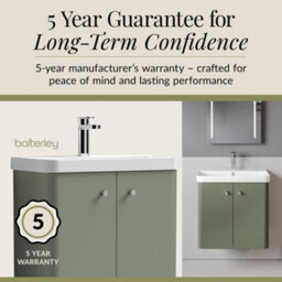 Balterley Flashbrook Modern Bathroom Wall Hung 2 Door Vanity Unit Basin, Satin Green, 605mm - thumbnail 4