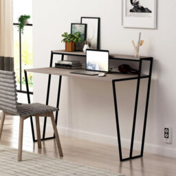 Decortie Pal Modern Study Desk Mocha Grey With Monitor Stand  Width 124Cm - thumbnail 1