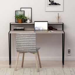 Decortie Pal Modern Study Desk Mocha Grey With Monitor Stand  Width 124Cm - thumbnail 4