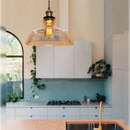 Long Life Lamps Company Vintage Glass Shade Pendant Antique Brass Hanging Ceiling Light M007 - thumbnail 8