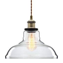 Long Life Lamps Company Vintage Glass Shade Pendant Antique Brass Hanging Ceiling Light M007 - thumbnail 1