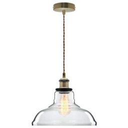 Long Life Lamps Company Vintage Glass Shade Pendant Antique Brass Hanging Ceiling Light M007 - thumbnail 3
