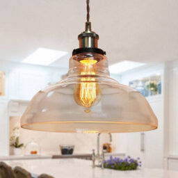 Long Life Lamps Company Vintage Glass Shade Pendant Antique Brass Hanging Ceiling Light M007 - thumbnail 7