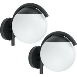 2 Pack Ip44 Outdoor Wall Lights With Black Finish And Diffused Shade - Modern Porch Lamps