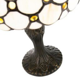 Happy Homewares Traditional Amber Stained Glass Tiffany Table Lamp With Multiple Circular Beads - thumbnail 3