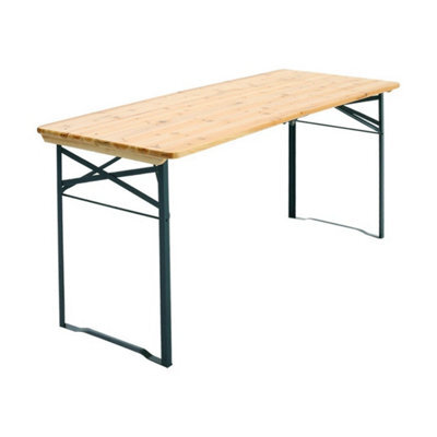 1Xoutdoor Wooden Folding Table Trestle Garden Barbecue Picnic Portable Desk - image 1