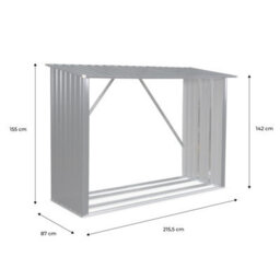 Sweeek - 80X215X155Cm Firewood Storage Shed In Galvanised Steel Epicea Anthracite 80X215X155 Cm - thumbnail 4