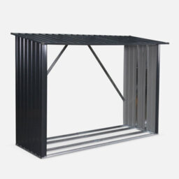 Sweeek - 80X215X155Cm Firewood Storage Shed In Galvanised Steel Epicea Anthracite 80X215X155 Cm - thumbnail 1
