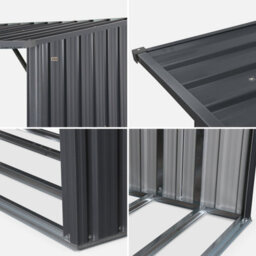 Sweeek - 80X215X155Cm Firewood Storage Shed In Galvanised Steel Epicea Anthracite 80X215X155 Cm - thumbnail 3