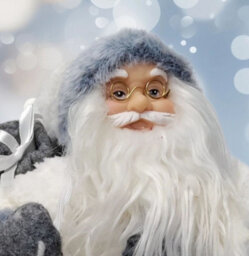 Decoris Traditional White Plush Santa Figurine Standing Father Christmas Decoration 45Cm - thumbnail 3