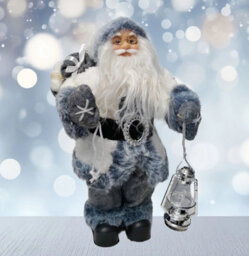 Decoris Traditional White Plush Santa Figurine Standing Father Christmas Decoration 45Cm