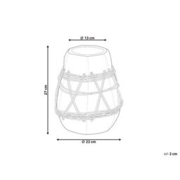 Beliani Stonewear Decorative Vase, White Terracotta With Pastel Blue Lacquer And Woven Rattan Pattern, 22Cm X 27Cm - thumbnail 4